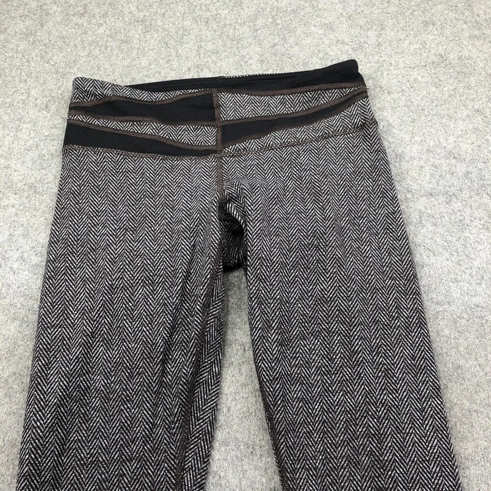 Lululemon Leggings Womens 6 Gray Herringbone Ankle Knit Yoga Gym Athletic